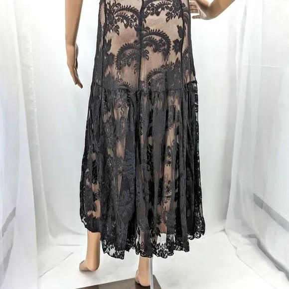 Vintage y2k Newport News Strapless Gown Black Lace Dress Prom Whimsygoth Size 8 - Picture 10 of 12